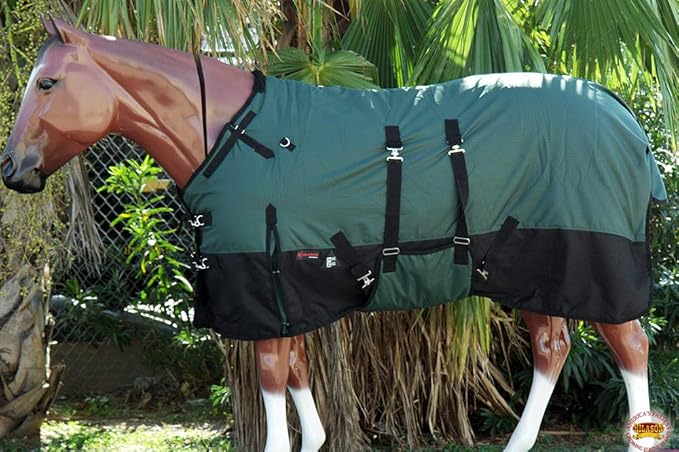 HILASON 1200D Winter Waterproof Poly Horse Turnout Blanket Belly Wrap Green | 66 in