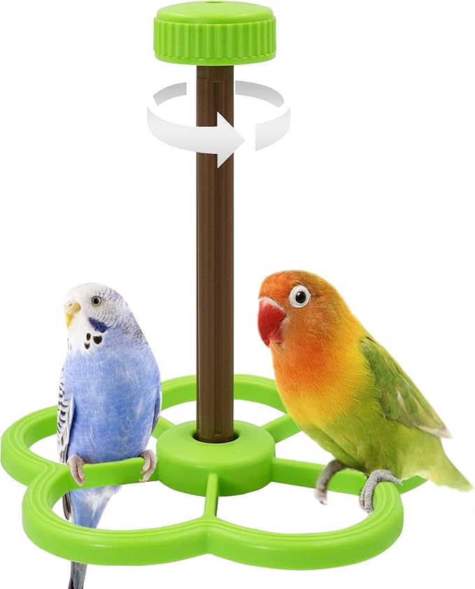 Washable Bird Spinning Toy, 360° Rotation Parrot Perch with Anti-Slip Texture, Sturdy Hanging Parakeet Toys with 1.8'' Larger Washer Fit Most Birds Cage, Large Bird Cage Toy for Cockatiel Budgie
