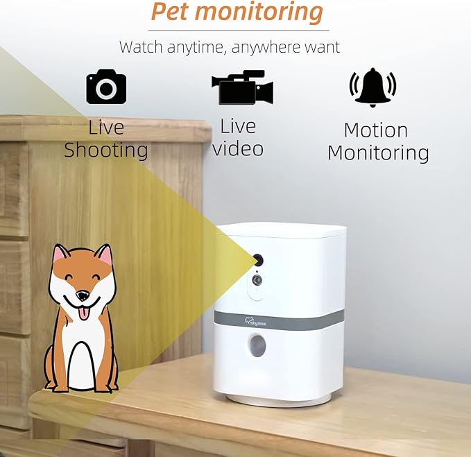 Petalk AI II Dog Camera Automatic Treat Dispenser, 5G WiFi Full HD Pet Camera with 180° Pan Full-Room View,Night Vision,Two Way Audio for Dogs and Cats,Compatible with Alexa (Support 5G WiFi)