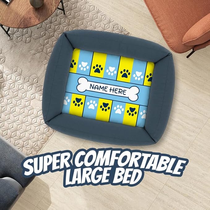 Ships Next Day, Made in USA - Customizable Dog Bed - Personalized Pet Cushion with Design Choice & Add Pet's Name - 3 Sizes - Unique Gift for Puppy or Dog Lovers (27.5x23.5 Inches)