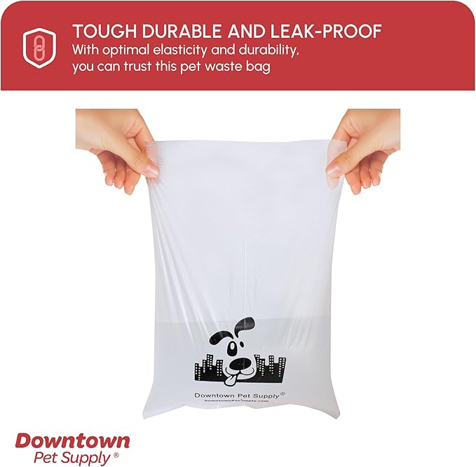 Downtown Pet Supply Unscented Poop Bags for Dogs with Dispenser, 500 Count - Leak-Proof Dog Waste Bags and Bone-Shaped Dog Poop Bags Holder for Leash - Pastel Rainbow, 12.5" x 8.5"
