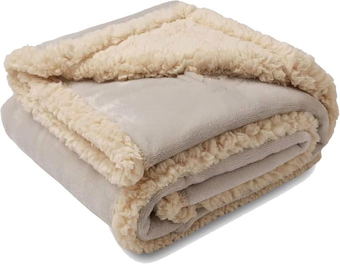 Waterproof Pet Blanket, Lovers Blanket Reversible Plush Sherpa Fleece Furniture Protector for Sofa, Bed & Couch, Liquid & Pee Proof Dog Blanket Cover for Dogs Cats Lovers Couples (Beige, XXL(79"x79"))