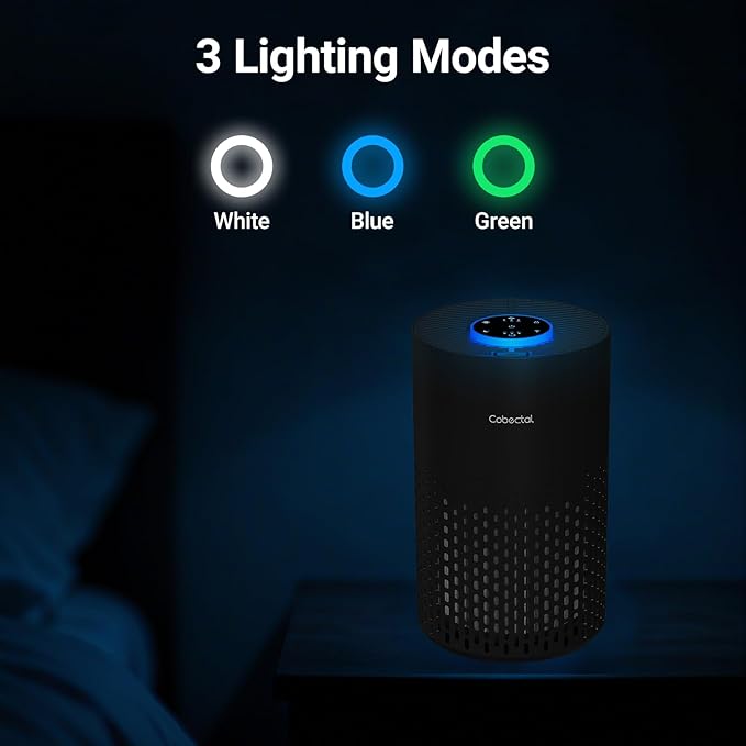 Air Purifiers for Bedroom Home, Cobectal Air Cleaner with H14 True HEPA 3-in-1 Filter for Room up to 1050 ft², Aroma Function, Sleep Mode, Portable Air Purifiers for Office, Dorm, RVs, Black