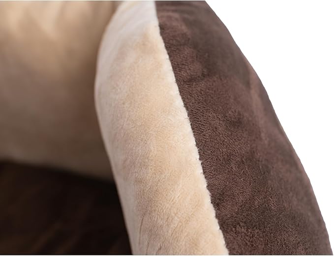 Maykoosh Pet Bed 20x20 Mocha Beige - Faux Velvet Waterproof Dog & Cat Bed
