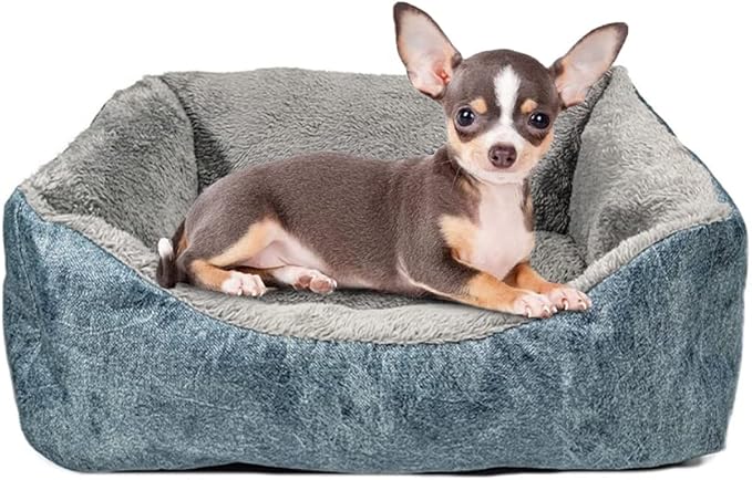 Dog Beds for Medium Dogs,Dog Beds & Furniture,Fluffy Fleece,Support Round,PP Padding Cotton,Washable,Anti-Slip Bottom,Starry Blue&Dark Grey,up to12 lbs