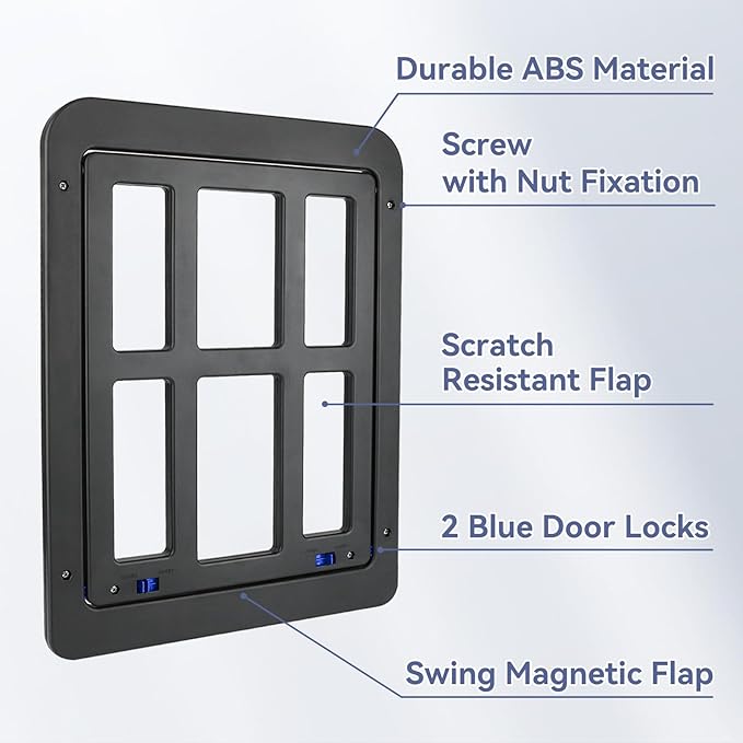 NAMSAN Dog Screen Door, Flap Opening 11.2 x 14.4 inches, Dog Door for Screen Door, Large Pet Door for Sliding Door Magnetic Self-Closing, Screen Door with Doggie Door Built in, Lockable, Black