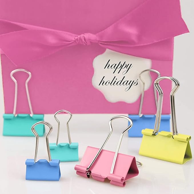 Binder Clips, 100PCS Large Binder Clip Assorted Sizes, Medium Small Binder Clips for Paperwork, Bulldog, Office Clips, Paper Clamps, Colorful Binder Clip Set for Office and School Supplies