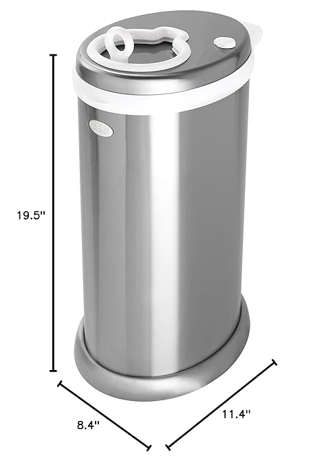 Ubbi Steel Diaper Pail, Odor Locking, No Special Bag Required, Award-Winning, Registry Must-Have, Chrome