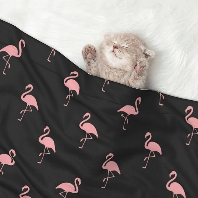 Pet Blanket for Travel and Home, Flamingo, Reversible Plush Dot Design with Soft Grip Texture on One Side Perfect for Car Seats Moving Vehicles