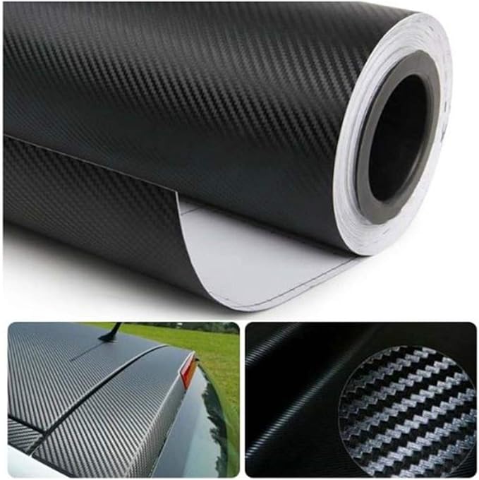 3D Black Carbon Fiber Vinyl Bubble Car Wrap Film Automotive DIY Decals (96" x 60" / 8 FT x 5 FT)