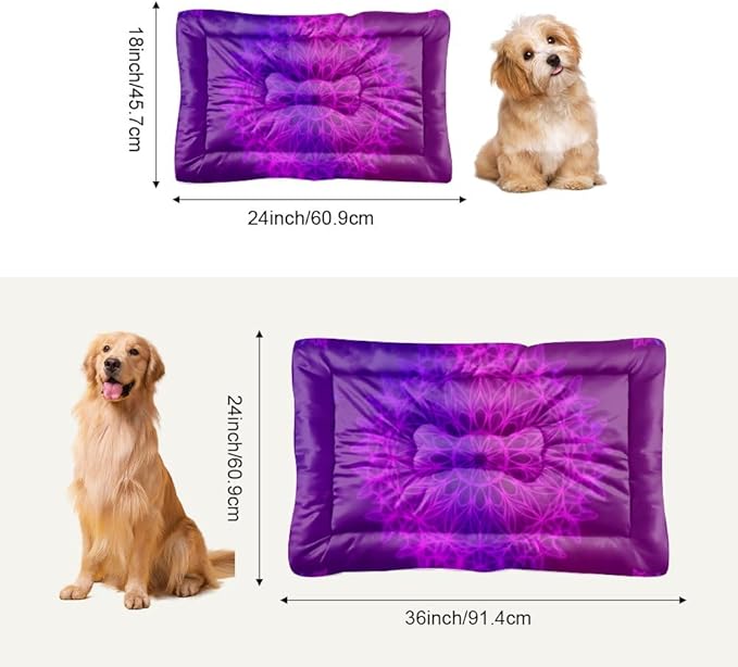 Purple-Pink Line Art Mandala Crate Dog Bed Dog Cage Mats for Crates Cage Pad Bedding for Crate Washable Non-Slip Chew Resistant Bed Bedding Pad Mat Products Dogs Indoor Outdoor 36X24 Inch