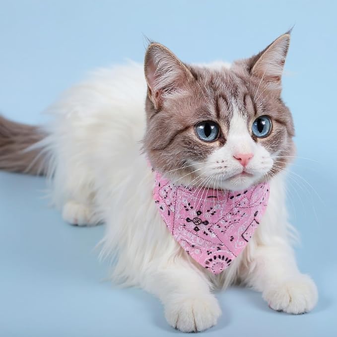 6 Pcs Cat Bandana, Adjustable Pet Bandana Collars for Cats and Small Dogs, Multi-Color Suitable for Neck Circumference 22-30cm for Pets Halloween Christmas Dress Up