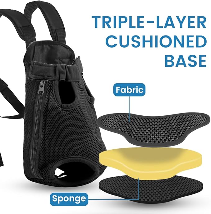 Dog Backpack Carrier, Adjustable Pet Front Carriers, Legs Out Carrying Sling Travel Bag for Small Medium Dogs 10-16 Lbs, Soft Wearable Puppy Chest Carry Backpacks for Walking/Hiking/Camping/Traveling