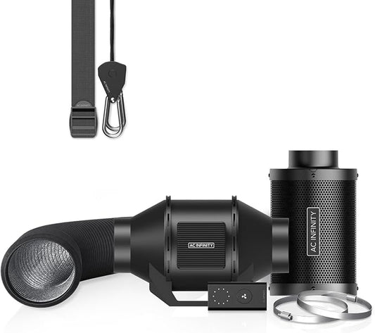 AC Infinity Air Filtration Kit 4”, CLOUDLINE LITE Inline Fan and Carbon Filter