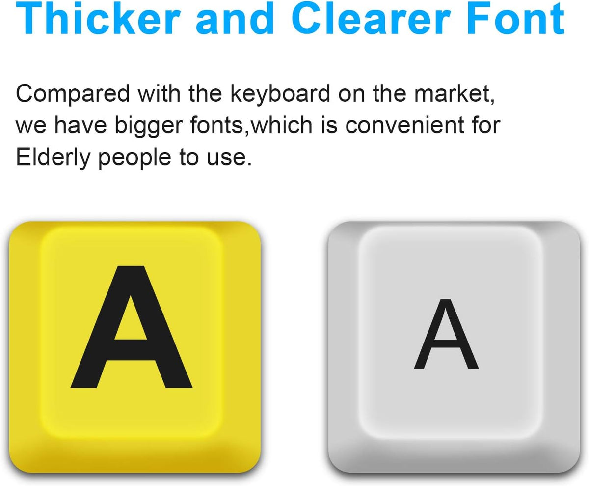 BOOGIIO Large Print Computer Keyboard, Wired USB High Contrast Keyboard with Oversized Print Letters for Visually Impaired Low Vision Individuals (Yellow+Black)