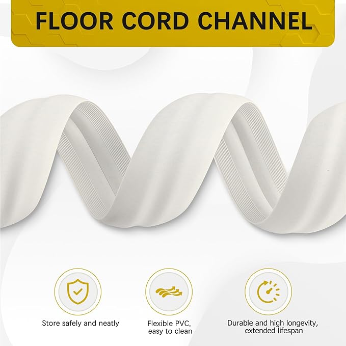 Floor Cord Cover 10FT Cord Covers for Wires on Floor Protect Wires & Prevent Trip Hazards, Easy to Cut for Home, Office, School, Concerts, Cavity W0.6in x H0.32in