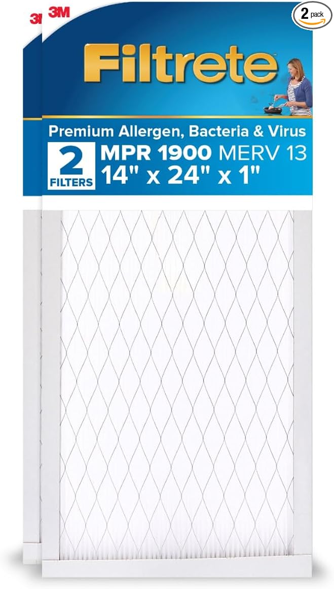 Filtrete 14x24x1 AC Furnace Air Filter, MERV 13, MPR 1900, Premium Allergen