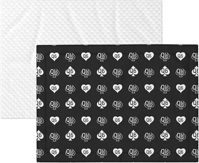 Reversible Plush Dot Pet Blanket for Dogs and Cats, Golden Queen of Spades Printed Black, Ultra Soft Two Sided Design with Warm Fuzzy Side and Smooth Side for Comfort
