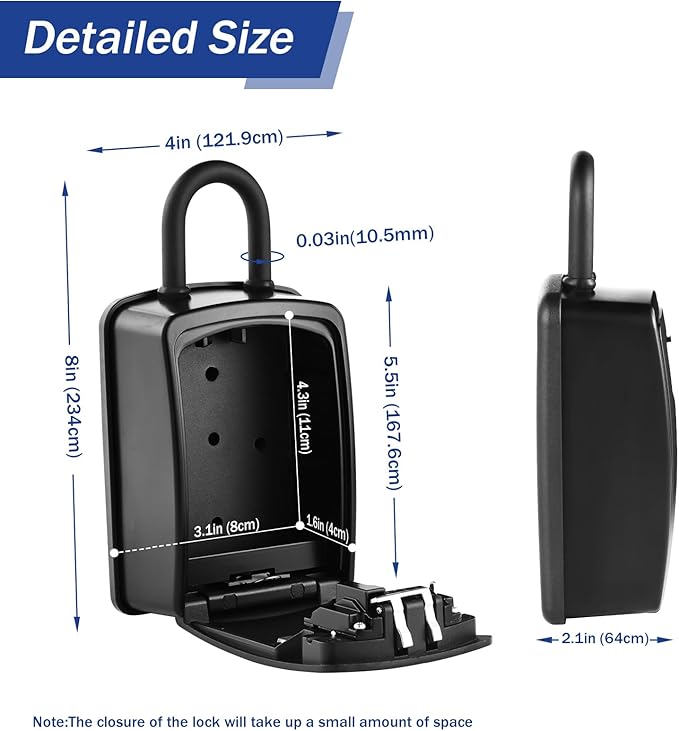 Iron Lock® Key Lock Box Portable with U-Shackle – XXL Waterproof Heavy-Duty Metal Safe with 4-Digit Combination for Spare Keys Outside on Door Knob, Fence or Gate (Black, XXL)