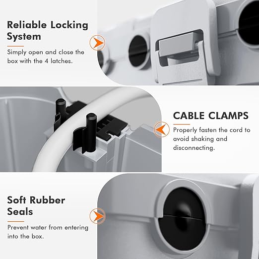 RESTMO 5-Piece Outdoor Waterproof Electrical Box Set – 12.5" x 8.5" x 5" Large & 7.1" x 2.3" x 2.3" Small, Weatherproof Boxes for Power Strip, Outlet, Plug, Socket, Timer, Holiday Light, Light Gray