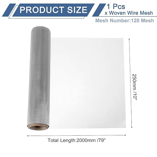 uxcell 120 Mesh 79" x 10" Woven Wire Mesh, 316 Stainless Steel Air Vent Filter