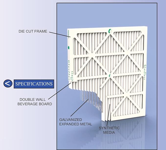 Glasfloss 21-1/2 x 23-5/16 x 1 MERV 10 Pleated Air Filters Box of 6.