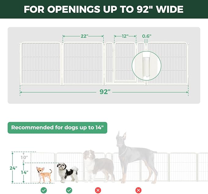 FXW Dog Gate Extra Wide Designed for Indoor Use, Adjustable Width Up to 92-inch Wide (24" H 4 Wire Panels for Puppies and Small Dogs), Black