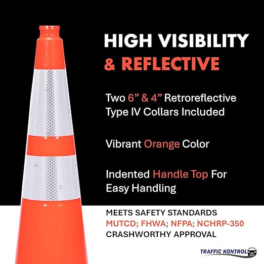 190 Pack 28" Inch Orange Traffic Safety Cones with Dual Reflective Collars - High Visibility Industrial Pylons Traffic Cones for Road, Parking Lots, Driving, Construction
