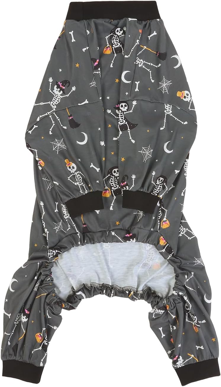 HDE Dog Pajamas One Piece Jumpsuit Lightweight Dog PJs Shirt for M-3XL Dogs Skeleton Bones - XL