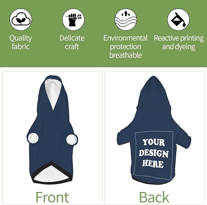 Dog Costume, Custom Dog Hoodie, Dog Name Costume Holiday Pet Pajamas Outfit, Personalized Pet Coat Costumes for Small Medium Large Dogs and Cats for Winter, Navy, S