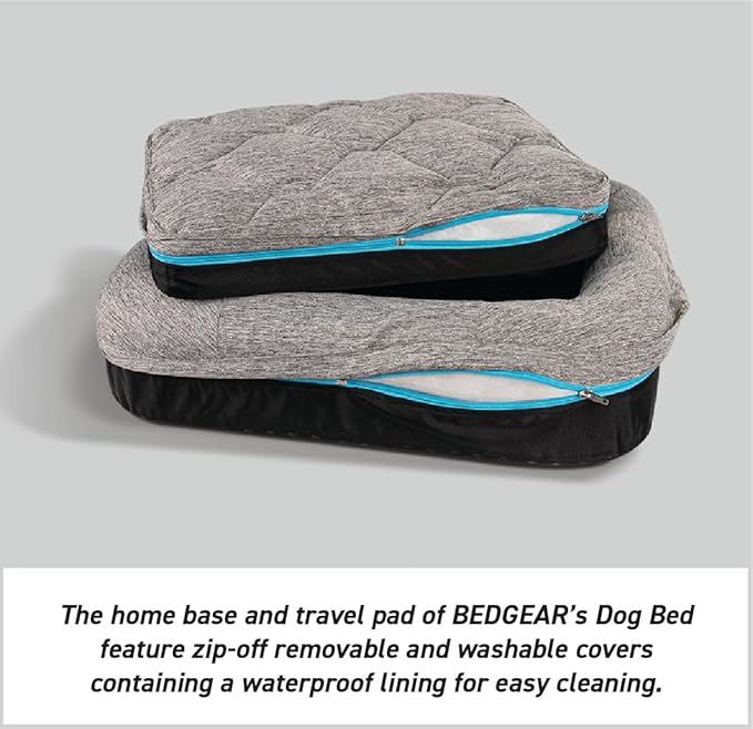 Bedgear Performance Dog Bed - Small - Durable Pet Bed with Washable Cover - Removable Pad for Travel