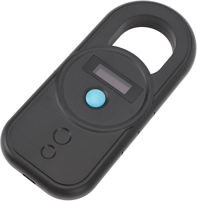 ANGGREK Pet Chip Scanner, Rechargeable Dual Frequency Store 128 Stores Information Easy to Use Portable Animal Tag Reader for Animal Hospitals (Black)
