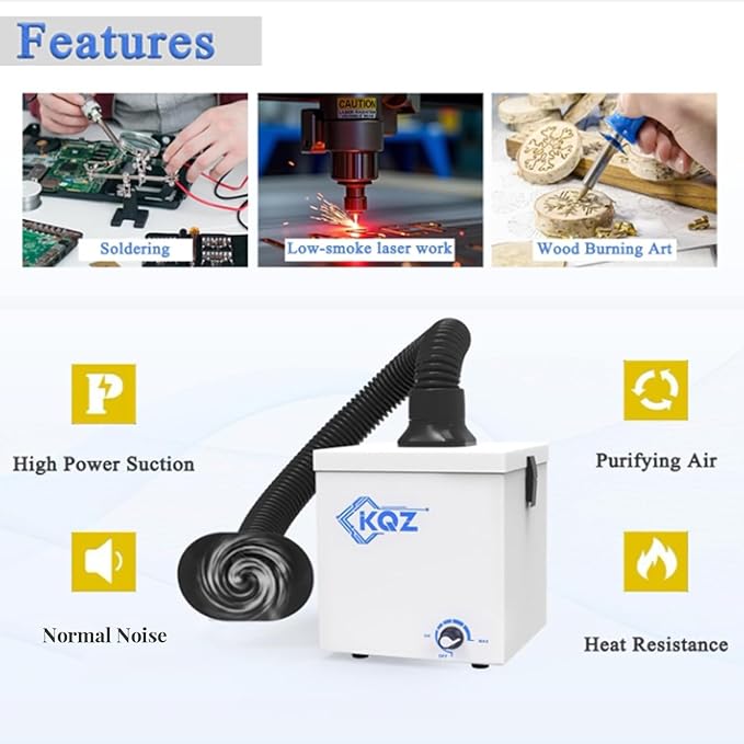 KQZ-W1 Solder Fume Extractor, 168m³/h Strong Suction Smoke Extractor, 5*Thick