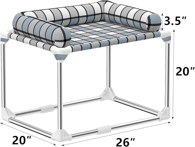 Bedside Cosleeper Dog Cat Bed - Height Elevated Dog Bed with Bloster Extension Attached to Human Bed Dog Cat Window Perch Bedside Lounge Elevated Dog Bed with Pillow (26 x 20 x 20 Inch)