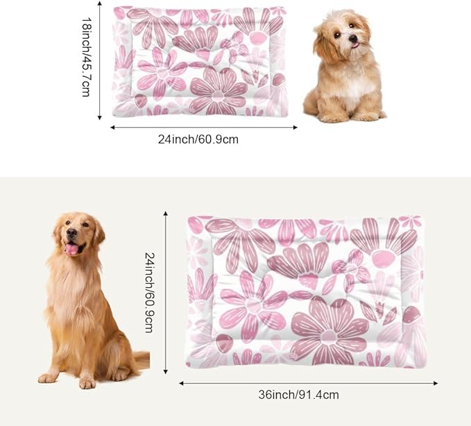 Vibrant Pink Flowers Dog Mat Easy to Clean Dog Bed Beds for Crate Cozy House Bed Non- Slip Bottom Friendly Furniture Multi- Scenario, Multi- Model Pad Gift Printed Cat Pad