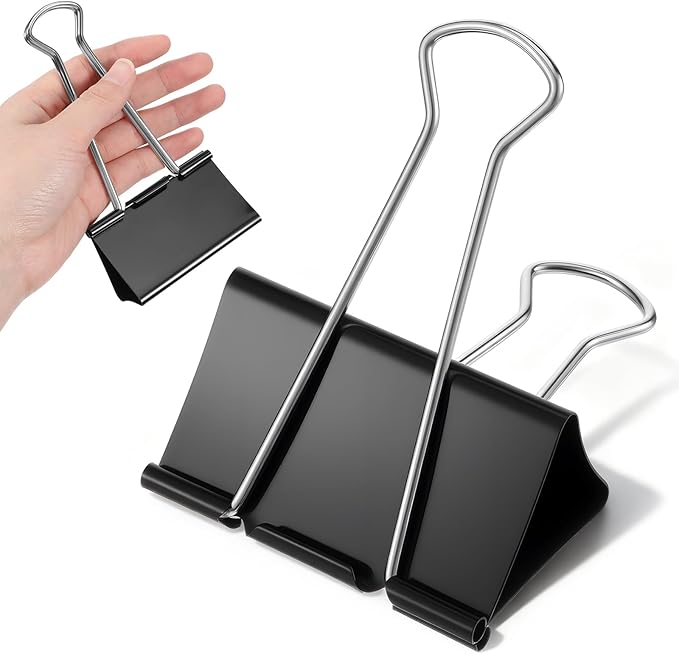 24 Pack Extra Large Binder Clips Jumbo Binder Clips 3 inch, Heavy Duty Paper Clamps for Office and Home Supplies, Black