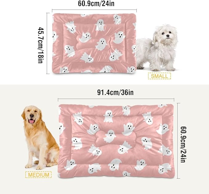 Halloween Ghost Pet Bed Cute Dog Bed Mat Absorbing Non Slip Pad Pet Sleeping Mat for Small, Medium, and Large Dogs Puppy Cat 24 in x 18 in