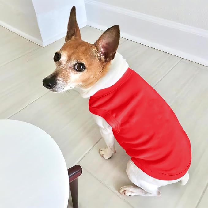 Custom Dog Shirt Pet T Shirts for Small Medium Large Dogs Customized Clothes with Image Logo Text Breathable Sleeveless Tank Top Personalized Outfits Puppy Apparel Red, XXL