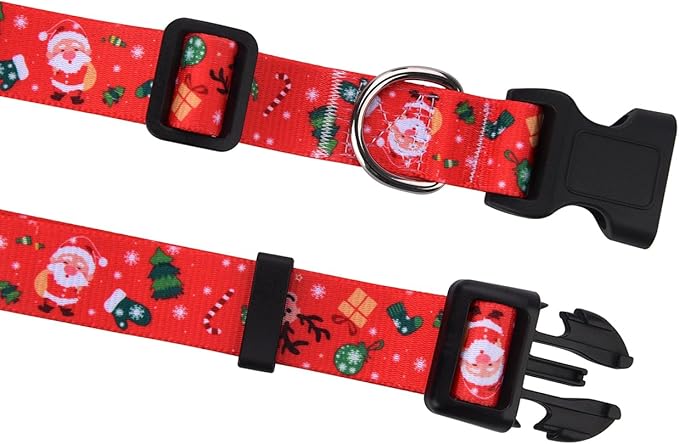 Christmas Dog Collar and Leash Set - Premium Adjustable Dog Collar for Small Medium Large Dogs (Christmas Set,XS)