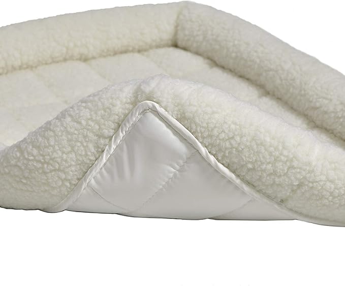 MidWest Homes for Pets QuietTime Dog Bed – White Fleece Bolster, Ultra-Soft and Machine Washable, Fits 36-Inch Crates and Carriers, for Medium to Large Breed Dogs