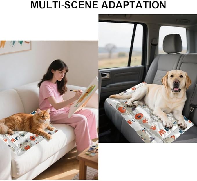 Comfortable Cat Beds with Anti-Slip Bottom, Cute Animals Dog Travel Accessories Puppy Crate Pads Dog Beds& Furniture Cozy Matt for Indoor& Outdoor Sofa Cars, Machine Washable 24 X 36 Inch