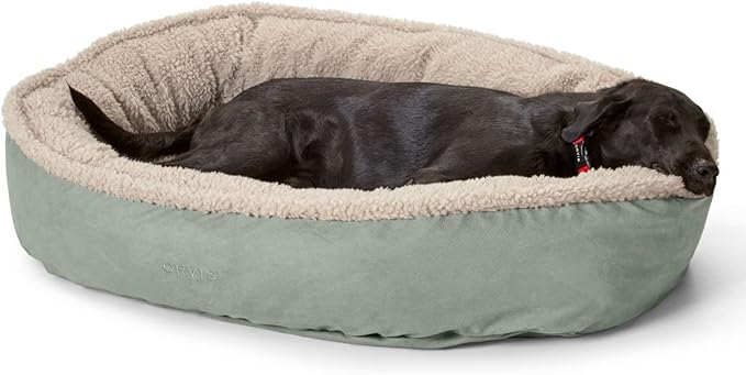 Orvis ComfortFill-Eco Fleece Wraparound Dog Bed - Soft Dog Beds with 360-Degree Support for Small, Medium, Large Dogs, Basil - L