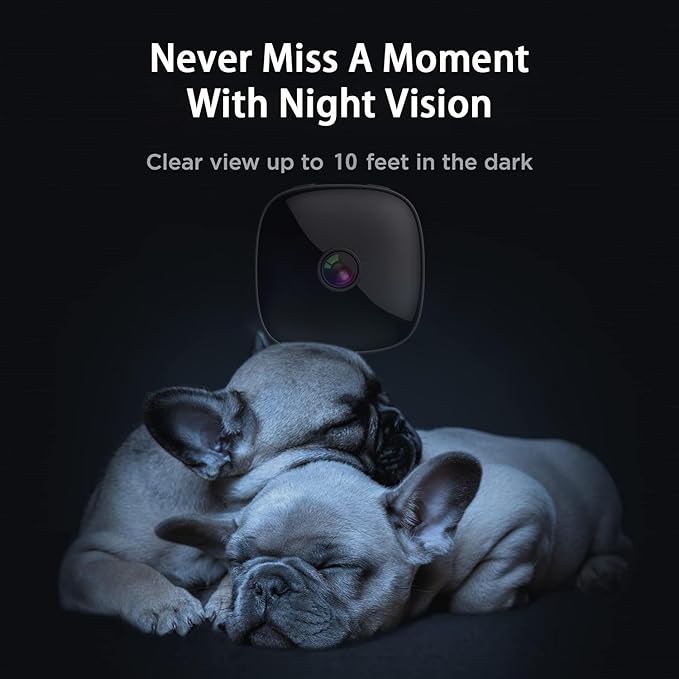 Mini Camera Wireless 1080P HD Indoor Camera for Indoor Security with App Control, Motion Detection, Night Vision, Wireless WiFi Rechargeable Pet Camera for Home/Office