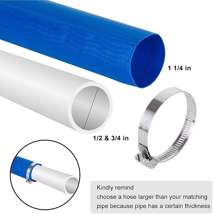 Eastrans 1 1/4 IN x 25 FT Pool Backwash Hose, Heavy Duty Flat Discharge Hose