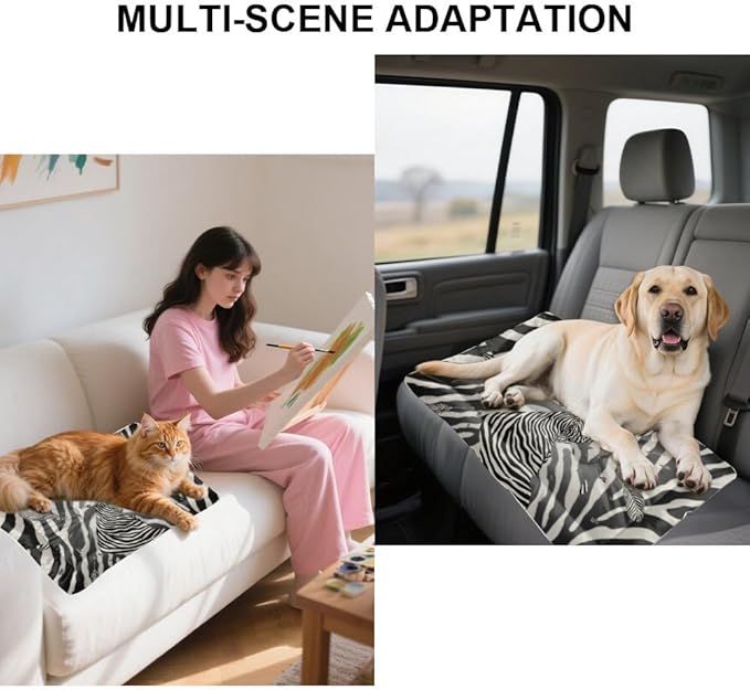 Zebra Print Feathers Dog Beds & Furniture Mattress for Dog Washable Kennel Pad Bed for Medium Crate Washable Non-Slip Crate Bedding Medium Bed Cute Mat Cushions Indoor Outdoor 36X24 Inch