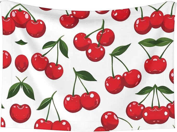 Cherry Print Soft Plush Pet Blanket, Washable Dog Blanket, Cat Fleece Throw, Puppy Bed Crate Mat & Sofa Couch Protector - Small