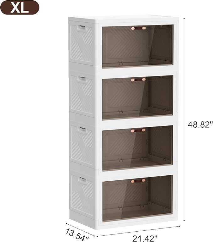JOYMOOP 198 Qt Stackable Storage Bins with Lids, Closet Organizers and Plastic Storage Drawers for Home, 3 Pack Cubes