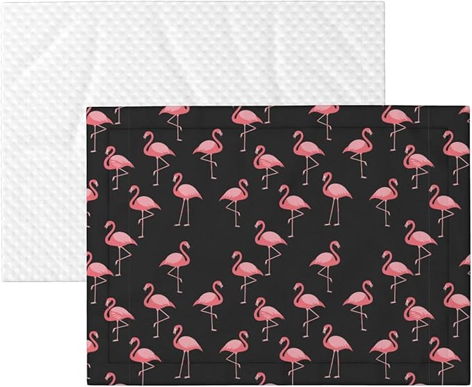 Reversible Plush Throw for Dogs and Cats, Pink Flamingo, Double Sided Blanket with Nubby Dot Side and Sleek Side Ideal for Cuddling Nesting Security