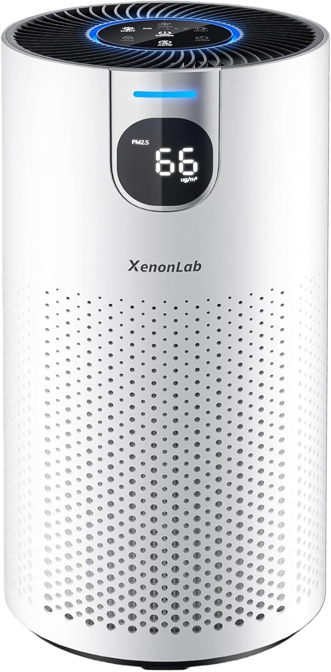 Air Purifiers for Home Large Room Covers up to 1800Ft², VisionAir 20dB Sleep Mode for Bedroom, with Real-Time AQI & PM2.5 Display, HAP606, White