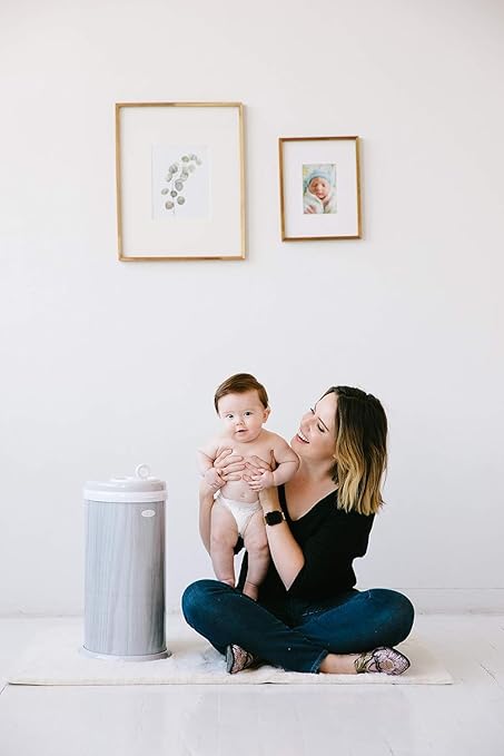 Ubbi Steel Diaper Pail, Odor Locking, No Special Bag Required, Award-Winning, Registry Must-Have, Woodgrain